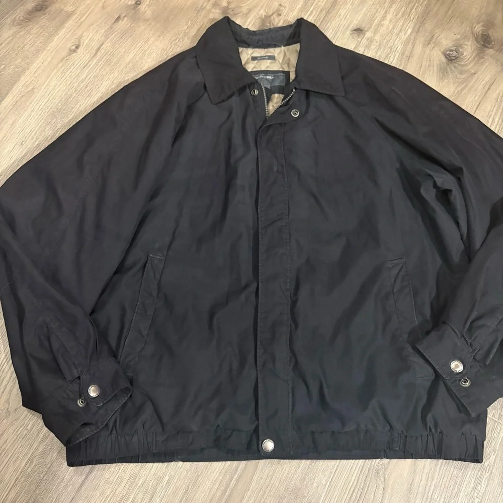 Perry Ellis Portfolio Insulated Windbreaker Jacket Mens XL Black Navy Full Zip